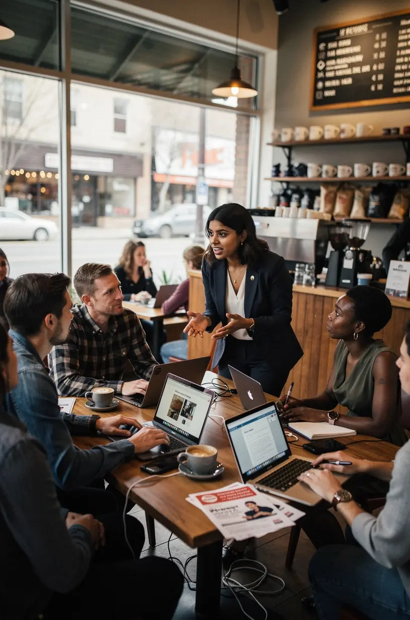 Local government officials discussing innovation hub strategies.